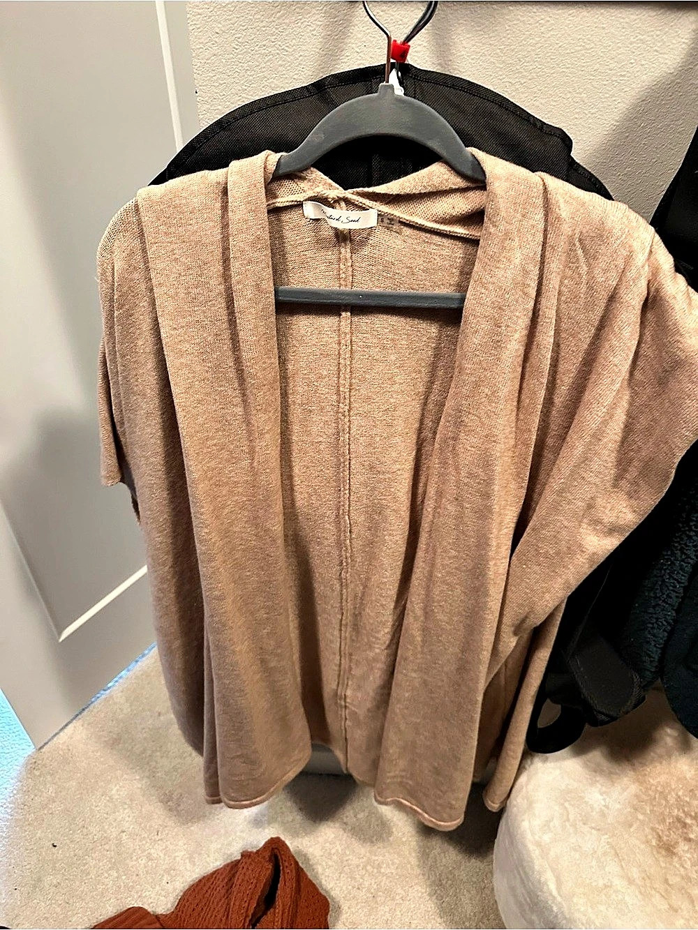 Mustard Seed Open Front Short Sleeve Tunic in Brown Size Small
